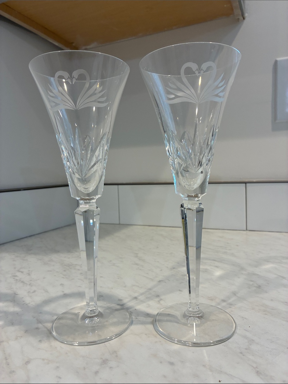Waterford Crystal Etched Clear Crystal Champagne Flutes
